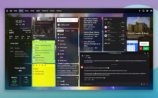 New Tab Widgets ڈاؤن لوڈ کریں – اپنا ذاتی ڈیش بورڈ بنائیں - Screenshot 4