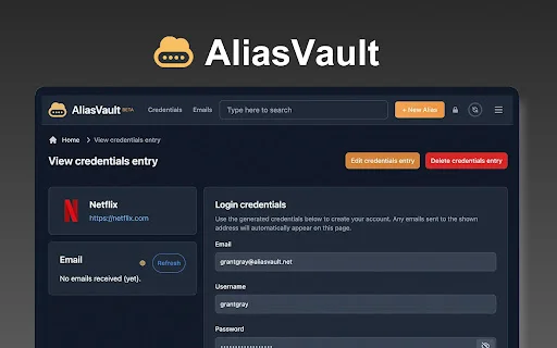 AliasVault ڈاؤن لوڈ کریں – اینڈ ٹو اینڈ انکرپٹڈ پاس ورڈ مینیجر - Screenshot 1