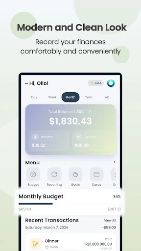 Ollo ڈاؤن لوڈ کریں – اپنے روزمرہ کے اخراجات اور بجٹ کا بہترین انتظام - Screenshot 1
