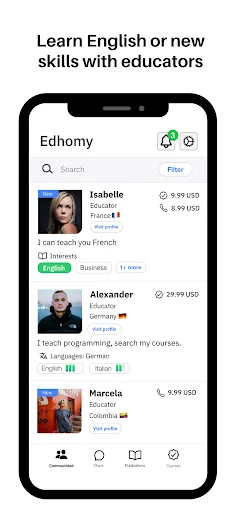 Edhomy Platform ڈاؤن لوڈ کریں – ماہر اساتذہ کے ساتھ زبانیں سیکھیں - Screenshot 1