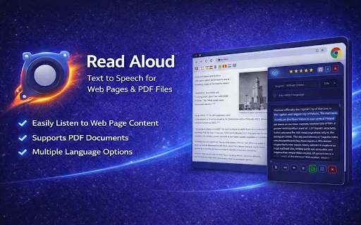 Read Aloud Chrome Extension ڈاؤن لوڈ کریں – بہترین Text to Speech ٹول - Screenshot 1