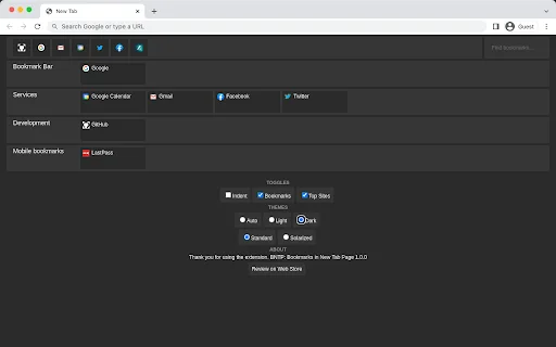 BNTP: Bookmarks in New Tab Page ڈاؤن لوڈ کریں – تیز اور منظم - Screenshot 2