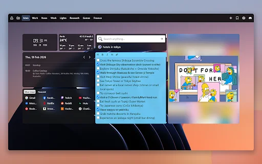 New Tab Widgets ڈاؤن لوڈ کریں – اپنا ذاتی ڈیش بورڈ بنائیں - Screenshot 2