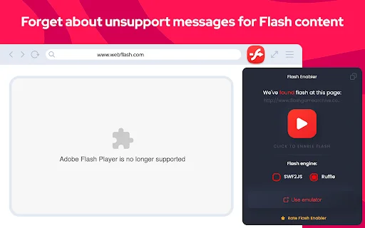 Flash Player Enable ڈاؤن لوڈ کریں – ویب پر فلیش گیمز چلائیں - Screenshot 1