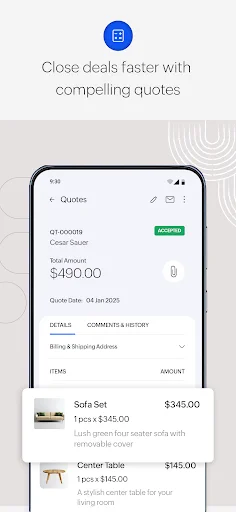 Zoho Invoice ڈاؤن لوڈ کریں – چھوٹے کاروبار کے لیے بہترین فری انوائسنگ ایپ - Screenshot 7